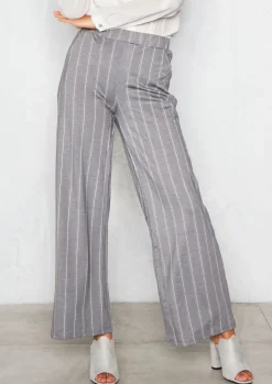 Trousers*Missy Empire Michelle Grey Pinstripe Wide Leg Trousers