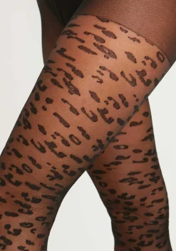 Rave Outfits|Socks & Tights*Missy Empire Mila Black Leopard Print Tights