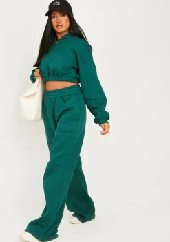 Airport Vibin'|Tracksuits*Missy Empire Millie Green Seam Front Wide Leg Jogger