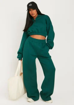 Airport Vibin'|Tracksuits*Missy Empire Millie Green Seam Front Wide Leg Jogger