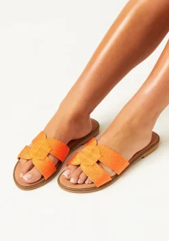 Sandals*Missy Empire Millie Orange Metallic Slip On Sandals