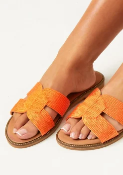 Sandals*Missy Empire Millie Orange Metallic Slip On Sandals
