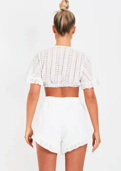 Shorts|Co-Ords*Missy Empire Milly White Broderie Crop Top And Shorts Set