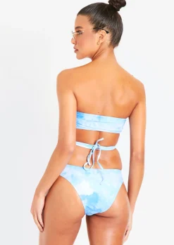 Rave Outfits|Swimwear*Missy Empire Mira Blue Printed 3 Piece Bikini Skirt Set