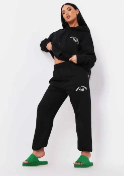 Airport Vibin'|Tracksuits*Missy Empire Misha Missy Sports Club Oversized Hoodie Black
