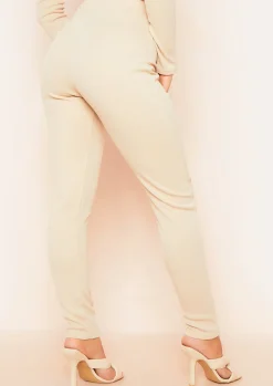 Airport Vibin'|Loungewear*Missy Empire Misha Ribbed High Waisted Leggings Stone