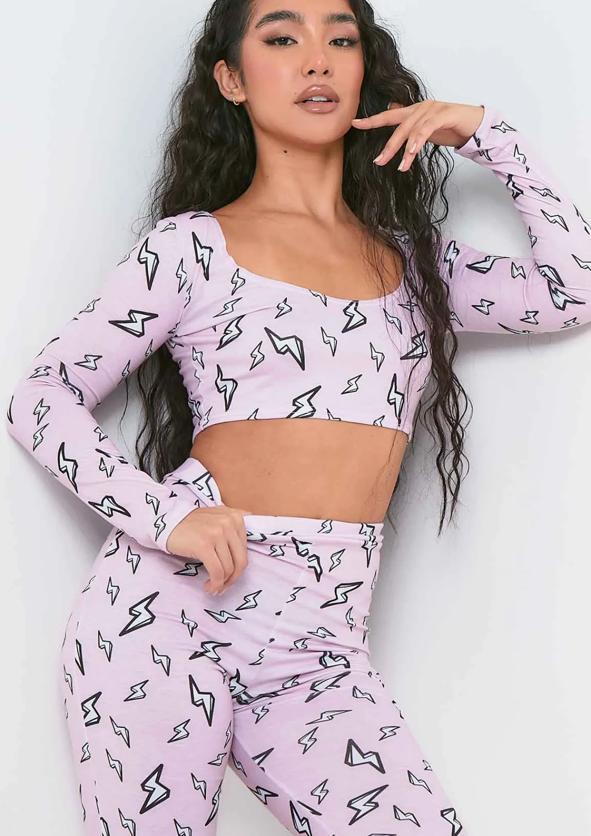 Nightwear*Missy Empire Mollie Pink Lightning Bolt T-Shirt and Legging Pyjama Set