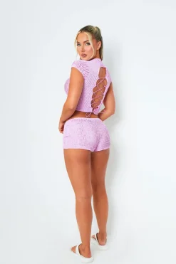 Shorts|Co-Ords*Missy Empire Molly Lilac Ruffle Lace Mini Shorts