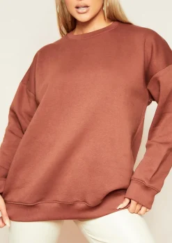 Airport Vibin'|Loungewear*Missy Empire Mona Oversized Sweatshirt Chocolate