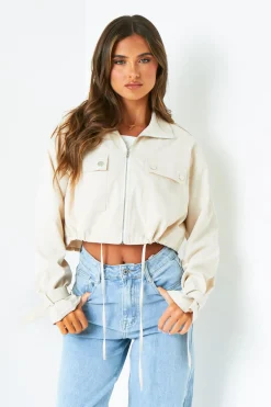Concert Outfits|Coats & Jackets*Missy Empire Morgan Oversized Cropped Trench Jacket Cream