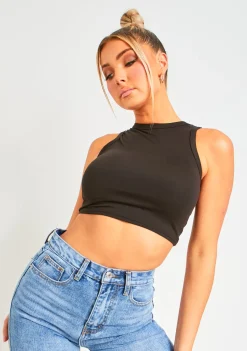 Tops|Seamless & Shapewear*Missy Empire Myla Premium Sculpt Racer Crop Top Black