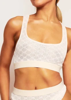 Lingerie*Missy Empire Myra Nude Embroidered Mesh Taped Racer Crop Vest Top Baby Pink