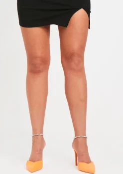 Heels*Missy Empire Nala Diamante Ankle Strap Heels Orange