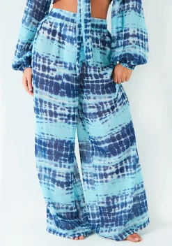 Trousers|Co-Ords*Missy Empire Nancy Blue Tie Dye Wide Leg Trouser