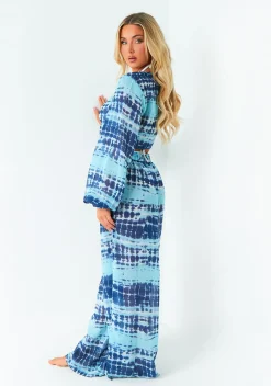 Trousers|Co-Ords*Missy Empire Nancy Blue Tie Dye Wide Leg Trouser