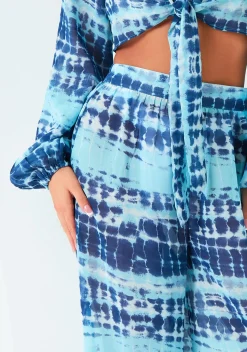 Trousers|Co-Ords*Missy Empire Nancy Blue Tie Dye Wide Leg Trouser