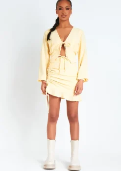 Skirts|Co-Ords*Missy Empire Nara Buttermilk Frill Woven Skirt With Side Ruching