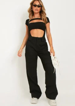 Tops|Bodysuits*Missy Empire Natalia Bandeau Cut Out Bodysuit Black