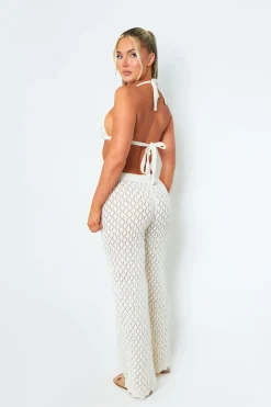 Tops|Knitwear*Missy Empire Natalie White Backless Crochet Halterneck Crop Top