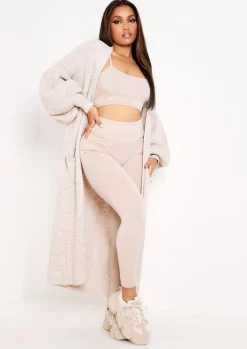 Airport Vibin'|Loungewear*Missy Empire Nathalie Balloon Sleeve Knitted Cardigan Beige