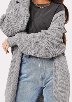 Airport Vibin'|Knitwear*Missy Empire Nathalie Balloon Sleeve Knitted Cardigan Charcoal