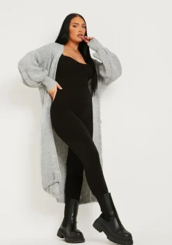 Airport Vibin'|Knitwear*Missy Empire Nathalie Balloon Sleeve Knitted Cardigan Grey