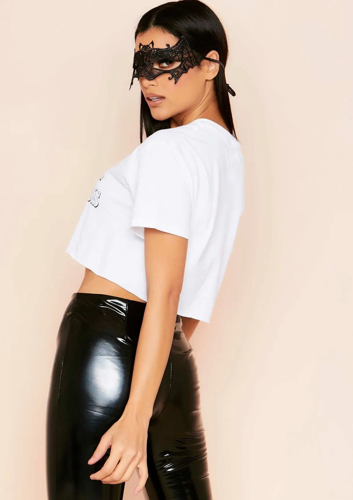 Concert Outfits|Tops*Missy Empire Nicholina Ghoul Sisters Slogan Cropped Oversized T-Shirt White