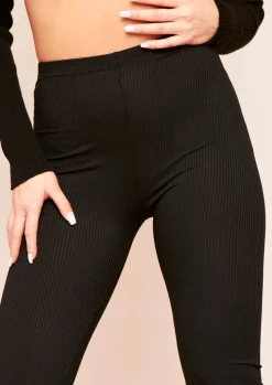 Airport Vibin'|Leggings*Missy Empire Nova Plain Ribbed Leggings Black