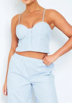 Tops|Co-Ords*Missy Empire Nova Blue & White Striped Crop Top
