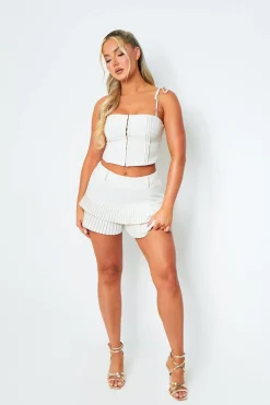 Shorts|Co-Ords*Missy Empire Olivia Cream Ruffle Mini Shorts