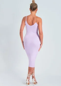 Knitted Dresses|Midi Dresses*Missy Empire Olivia Lilac Chain Strap Knitted Midi Dress