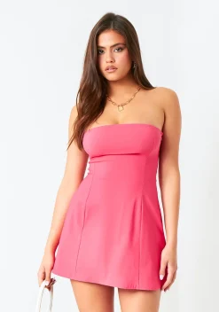Mini Dresses|Dresses*Missy Empire Ophelia Pink Bengaline Bandeau Mini Dress