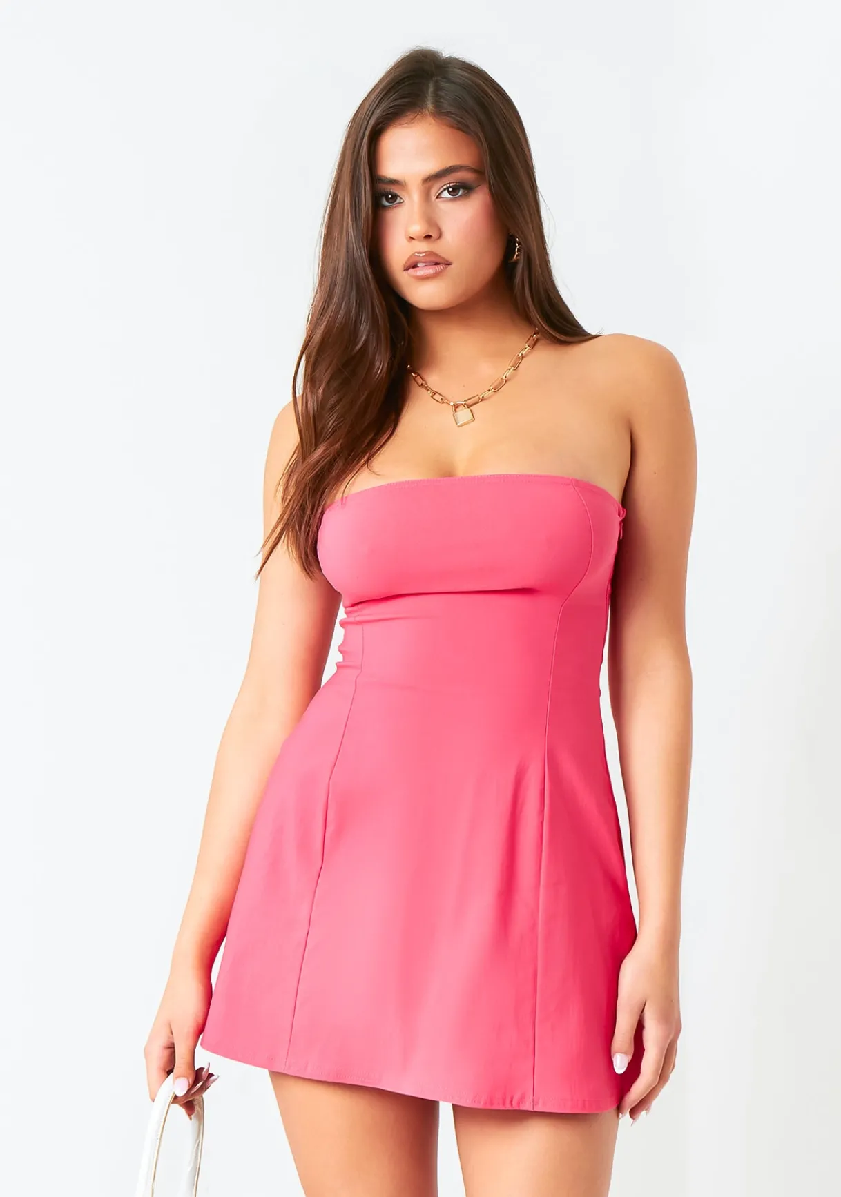 Mini Dresses|Dresses*Missy Empire Ophelia Pink Bengaline Bandeau Mini Dress