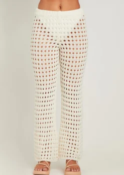 Trousers|Knitwear*Missy Empire Patricia Ivory Crochet Wide Leg Beach Trousers