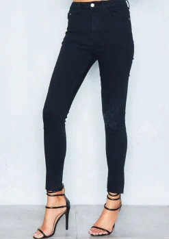 Jeans*Missy Empire Penny Black Distressed Knee Skinny Jeans
