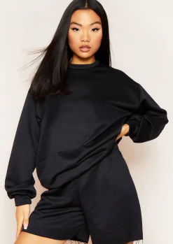 Airport Vibin'|Loungewear*Missy Empire Penny Oversized Sweatshirt Black