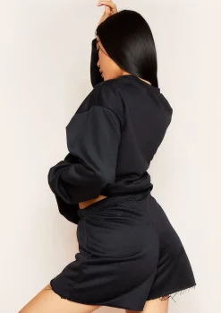 Airport Vibin'|Loungewear*Missy Empire Penny Oversized Sweatshirt Black
