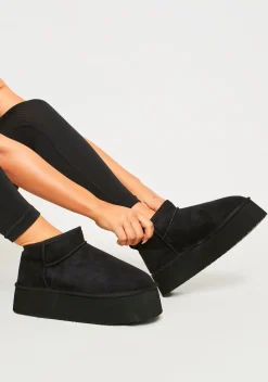 Boots|Airport Vibin'*Missy Empire Phoebe Platform Ankle Boots Black