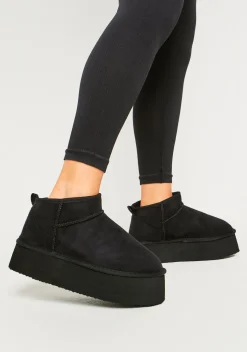 Boots|Airport Vibin'*Missy Empire Phoebe Platform Ankle Boots Black