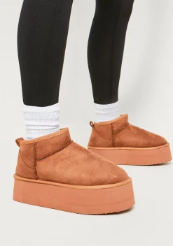 Boots|Airport Vibin'*Missy Empire Phoebe Chesnut Platform Ankle Boots Brown