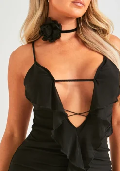 The Party Edit|Little Black Dresses*Missy Empire Pia Black Ruffle Mini Dress
