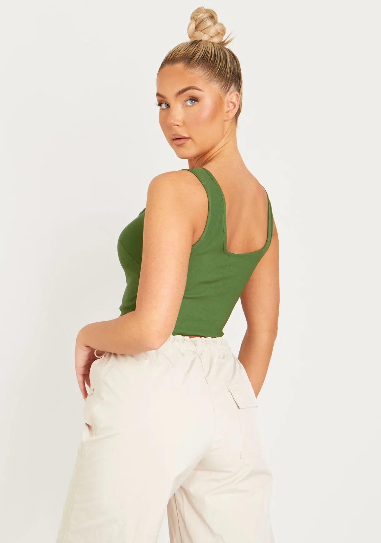 Tops*Missy Empire Polly Khaki Lace Up Corset Top