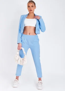 Trousers*Missy Empire Rachel Blue Tailored Straight Leg Trouser
