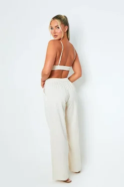 Trousers|Co-Ords*Missy Empire Rachel Cream High Waisted Tailored Wide Leg Trousers
