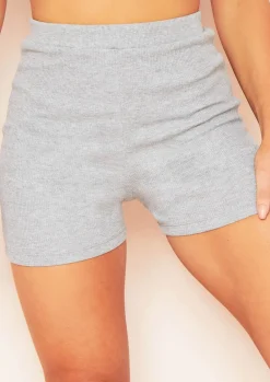 Airport Vibin'|Shorts*Missy Empire Remy Ribbed Cycle Shorts Grey