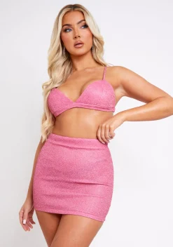 The Party Edit|Skirts*Missy Empire Roxy Pink Glitter Mini Skirt