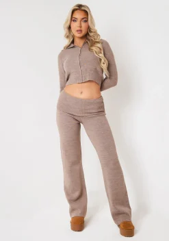 Airport Vibin'|Loungewear*Missy Empire Rylee Knit Zip Through Hooded Jacket Mocha