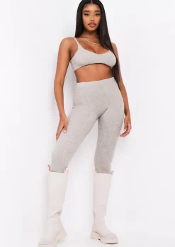 Tops|Loungewear*Missy Empire Saffron Knitted Rib Plunge Bralet Oat