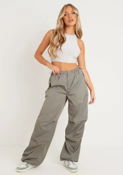 Concert Outfits|Trousers*Missy Empire Samantha Parachute Cargo Pants Charcoal