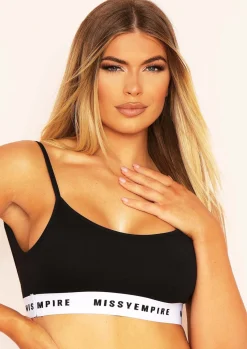 Loungewear|Lingerie*Missy Empire Saniya Tape Cami Crop Lounge Bralet Black